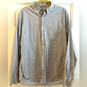 J Crew vintage Men's Striped Shirt grey white cotton button